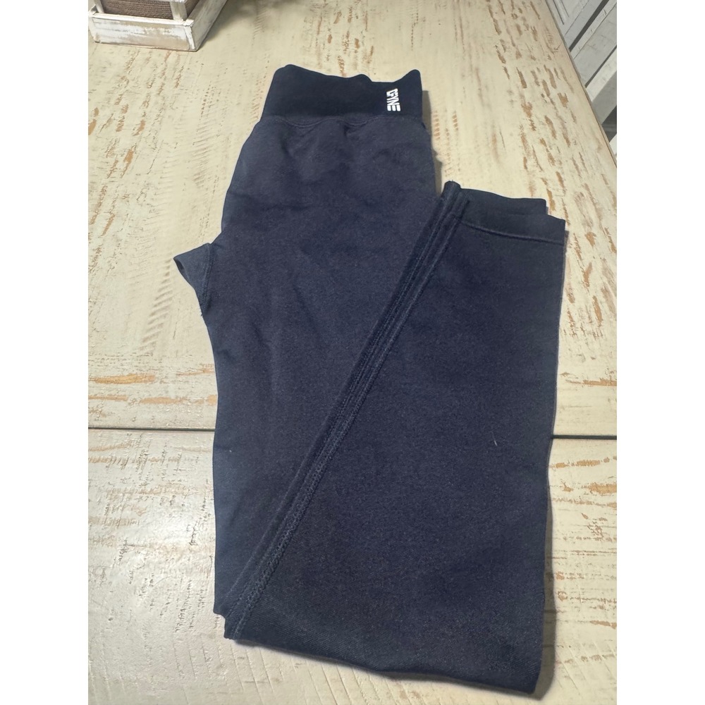 DFYNE Women Dynamic Seamless High Waisted Scrunch Butt Leggings Navy Blue Marl